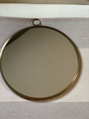 Lacquered Brass  Ring Finish Round Wall Mirror 12” x 12”
